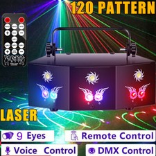 9-EYE RGBW LED Laser Light Projector DMX512 Strobe Stage Lighting Disco Remote