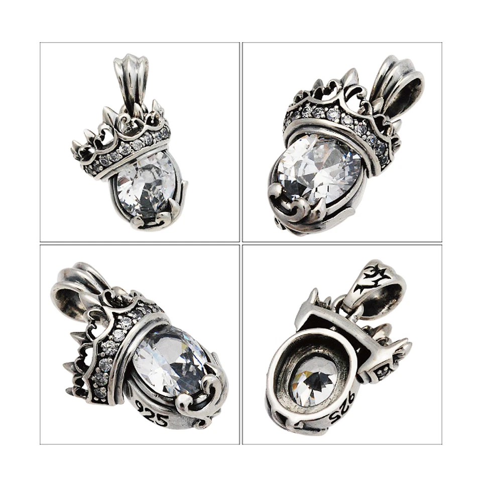 БАЙКЕРСКАЯ ГОТИЧЕСКАЯ ПОДВЕСКА FLEUR DE LIS CROWN ОВАЛЬНАЯ CZ СЕРЕБРО 925 ПРОБЫ DB-004W - Изображение 2 из 3