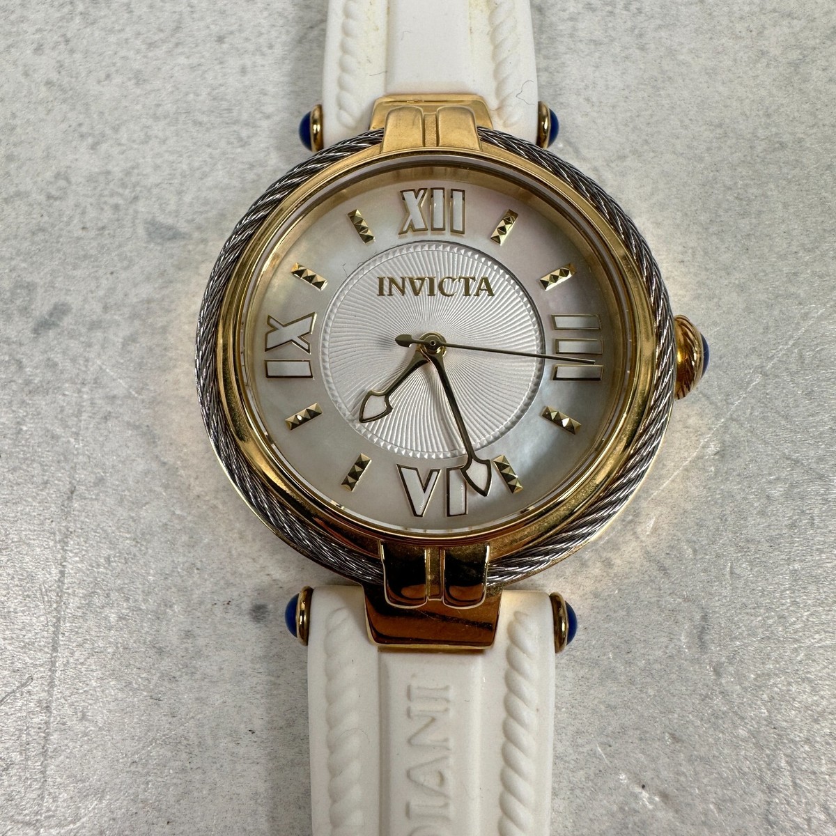 Invicta White and Gold Women\'s Watch 2000s Ladies Vintage Invicta Watch, Silver Tone, Large Square  main image 2