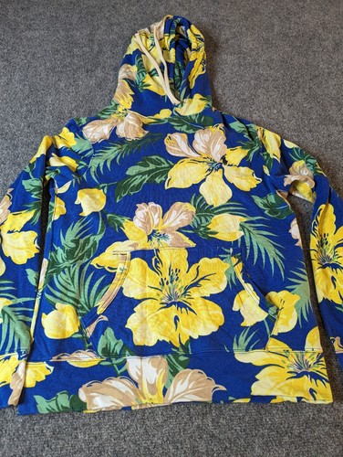 Polo Ralph Lauren Men's Royal Blue Multi Floral Spa Terry Pullover Hoodie (S) - Picture 5 of 9