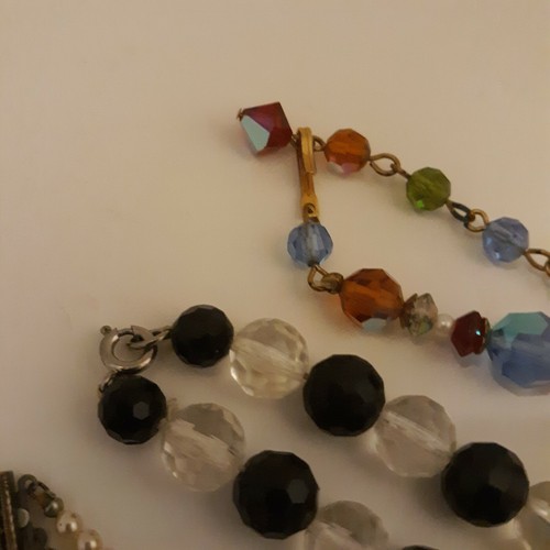 Lot 6 Necklaces Sara Cov Japan faux pearls beads Silver tone heart L 18 inches - Picture 6 of 8