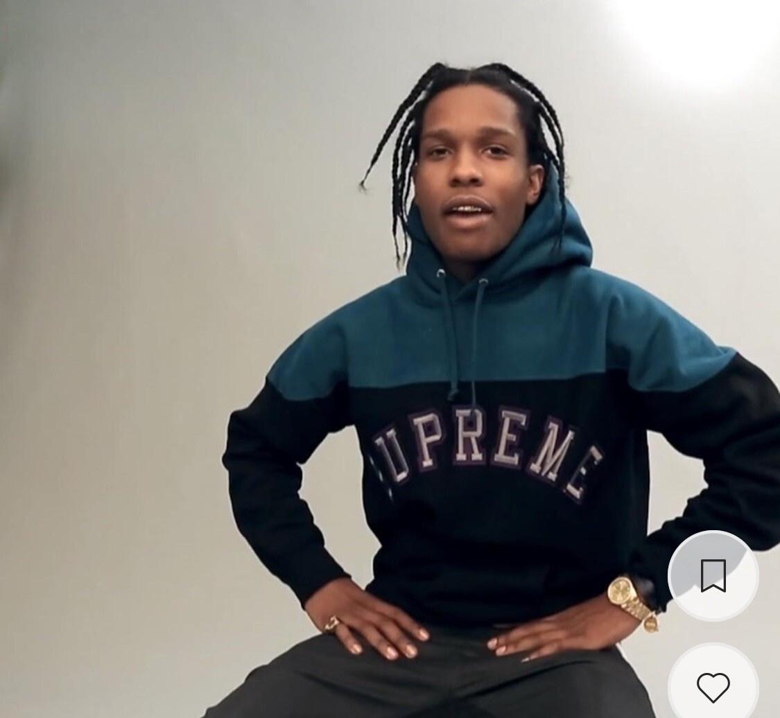 Asap Rocky Wearing Hoodie Supreme Arc Logo Hoodie Sweatshirt
