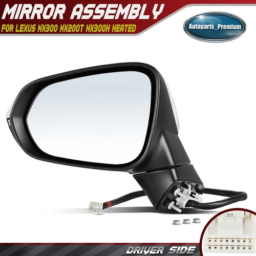 Driver Power Mirror with Heated Turn Signal 12-pin for Lexus NX300 NX200t NX300h