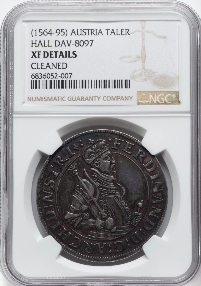 Austria (1564-95) - Taler - Dav-8097 Hall NGC XF Detalles - ¡Fabuloso tono y detalle! Foto 3 de 4