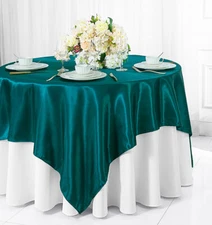 Wedding Linens Inc. 54" x 54" Satin Square Table Overlays Toppers
