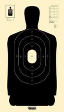 B34 Silhouette Targets - Black With White Center Targets, Pack of 50