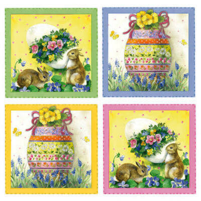 Decoupage Seidenpapier Serviette Osterei Eier Hase Kaninchen x 9 Blatt