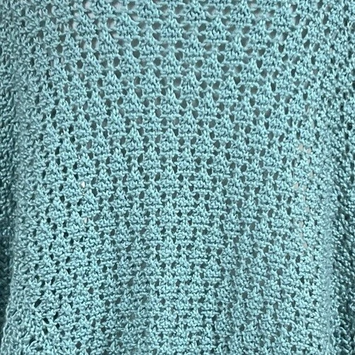 Mantón de ganchillo vintage hecho a mano tejido abrigo azul acogedor casa núcleo abuela boda Foto 4 de 4