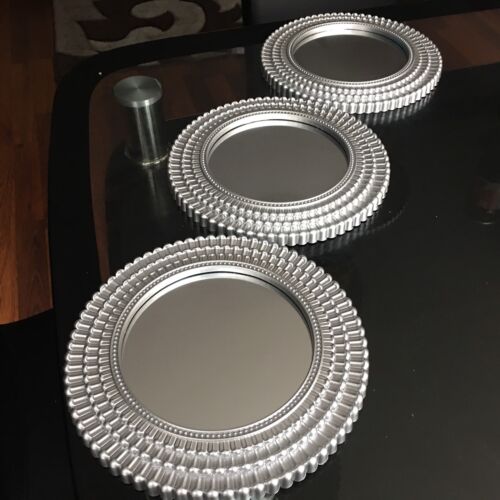 Set Of 3 Silver Moroccan Art Deco Round, 3 Mirrors On Wall Diy