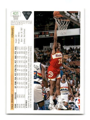 1991-92 Upper Deck Basketball #401- #500 & Inserts - - - Pick A Card - - - - Picture 51 of 181