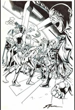 NEIL EDWARDS 2014 GREEN LANTERN SPLASH ORIG. INK ART-LANTERNS ATTACK! FREE SHIP!