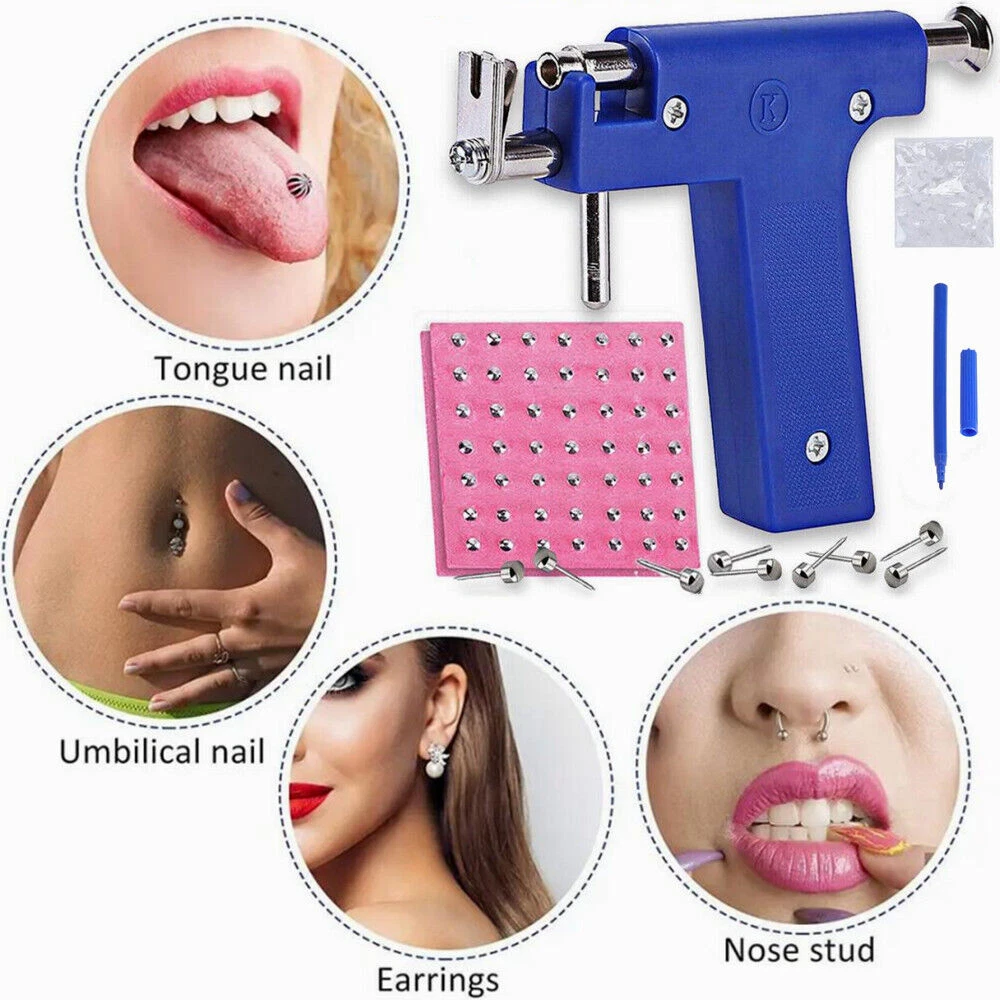 Ear Piercing Kit, Professional Stainless Steel Nose Navel Piercing Gun Body  Piercing Tool Kit With 98 Pcs Ear Studs