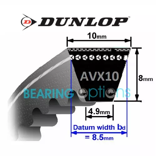 AVX10 Series DUNLOP Automotive Drive Fan V Belts 10mm X 8mm