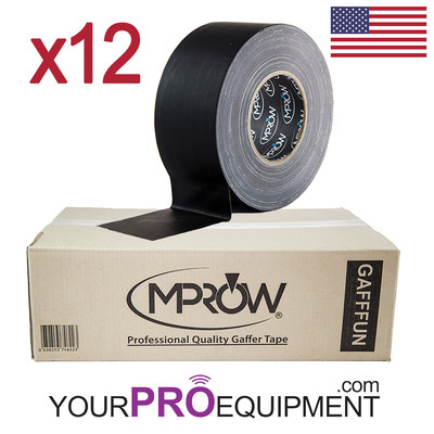 12x MPROW Gafffun Gaffer Tape 3'' 180' Black Matte (No residue) Gaff 60 Yards