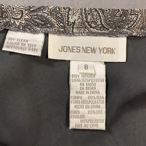 Jones New York Skirt Womens 8 Gray Silk Paisley Lined Maxi - Picture 7 of 10