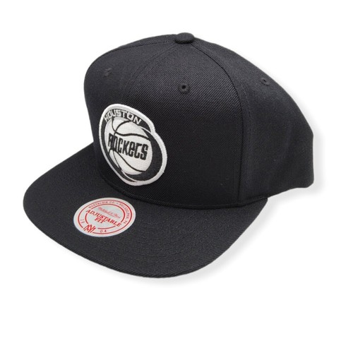 Mitchell & Ness Houston Rockets Wool Black/White HWC Adjustable Snapback Hat Cap - Picture 2 of 6
