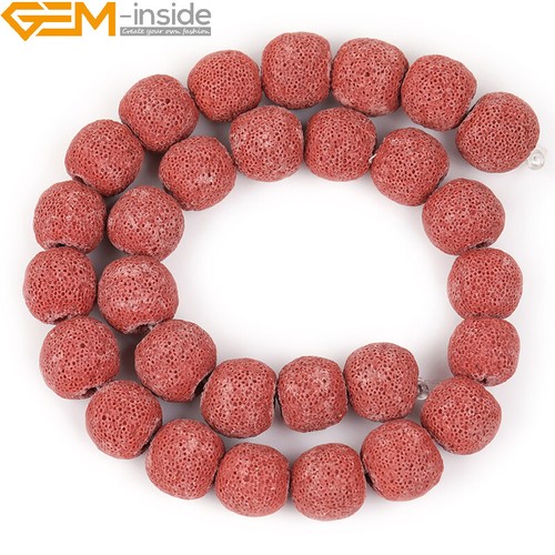 Round Assorted Color Lava Rock Loose Beads Jewelry Making Strand 26-28pcs 14mm - Picture 8 of 58