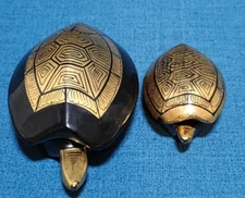 2 boites tortues noir et or laqué, Birmanie