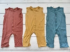 Baby Girls Boys 3-6 Month KYTE Blue Coral Orange Yellow Lot 3 Snap Romper Bamboo