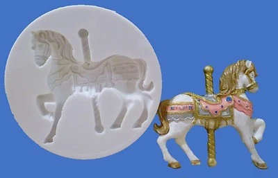 6.5cm Carrusel Caballo Silicona Molde para Tarta Decoración, Chocolate, Clay Etc - Imagen 1 de 3