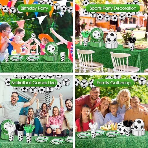 214 Pcs Soccer Party Supplies Set Includes Banner, Plates, Napkins, Cups, Kni... - Picture 6 of 6