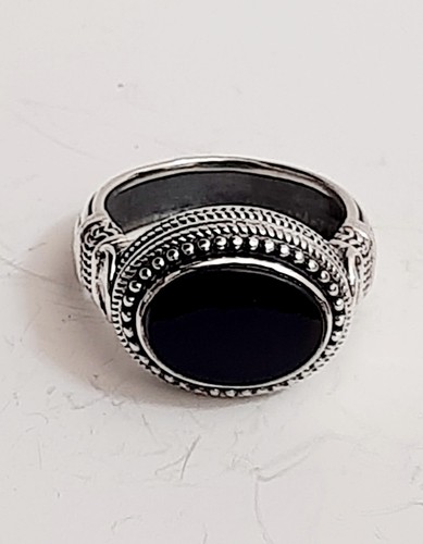 ANELLO UOMO ARGENTO 925 Sterling Chevalier onice solitario inciso Ring Men $ - Foto 8 di 19