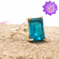 Swiss Blue topaz Gemstone 925 Sterling Silver Ring Handmade Jewelry Ring For Her