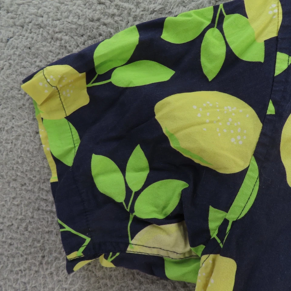 Camisa Southern Proper Para Hombre Mediana Azul Amarillo Hawaiana Manga Corta Abotonada Foto 4 de 4