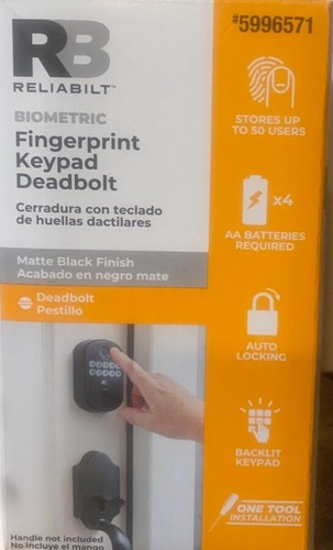Teclado retroiluminado con cerradura de puerta de cerrojo de huellas dactilares confiable negro mate - Imagen 3 de 3