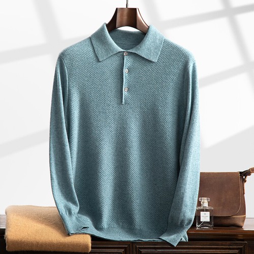 Men Cashmere Sweater Autumn Solid Color Korean Casual Tops Warm Business Sweater - Picture 2 of 20