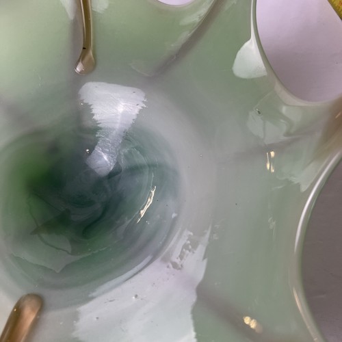Art Glass Console Bowl Mid Century Modern Finger Green - Picture 16 of 16