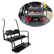 Fit Club Car DS 2000.5+ Golf Cart Flip Folding Rear Back Seat Kit - Black