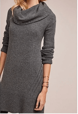 Knit Sweater Sonoran Sweater Dress Anthropologie Sonoran Sweater Dress Gray  Wool Blend Cowl Neck Long