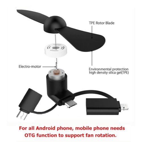 mini portable phone FAN for android iPhone smartphone micro B C USA seller - Picture 3 of 32