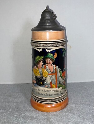 Vtg Germany Beer Stein Gutes Bier u.junge Weiber ind die besten Zeitvertreiber