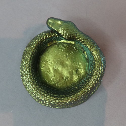 SNAKE Tealight Candle Holder Gold Chameleon Resin Halloween Goth Serpent Wicca - Picture 6 of 8