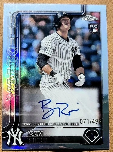 2025 Topps Chrome - Rookie Autographs Ben Rice #RA-BR Refractor/499 On Card Auto