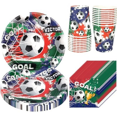 CSYY 52 Stück Fußball WM Geschirr Set, 16 Personen Partygeschirr mit Teller...