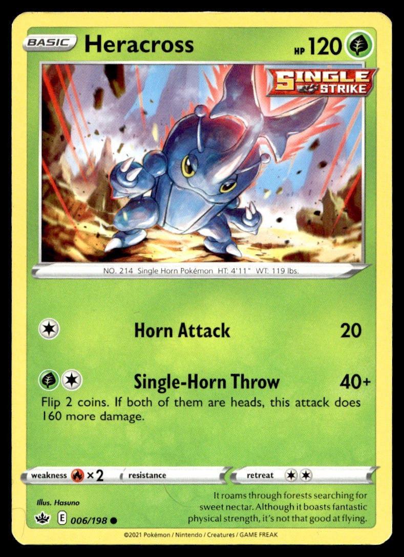 Heracross 6/198 Pokemon Card Chilling Reign Common 120 HP Lightly Played M13