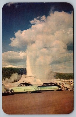 Castle Geyser Eruption Yellowstone National Park Vintage Curteichcolor Postcard