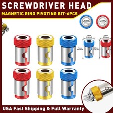6pcs Screwdriver Magnetic Head Ring Pivoting Bit Tip Screw Holder Magnetizer