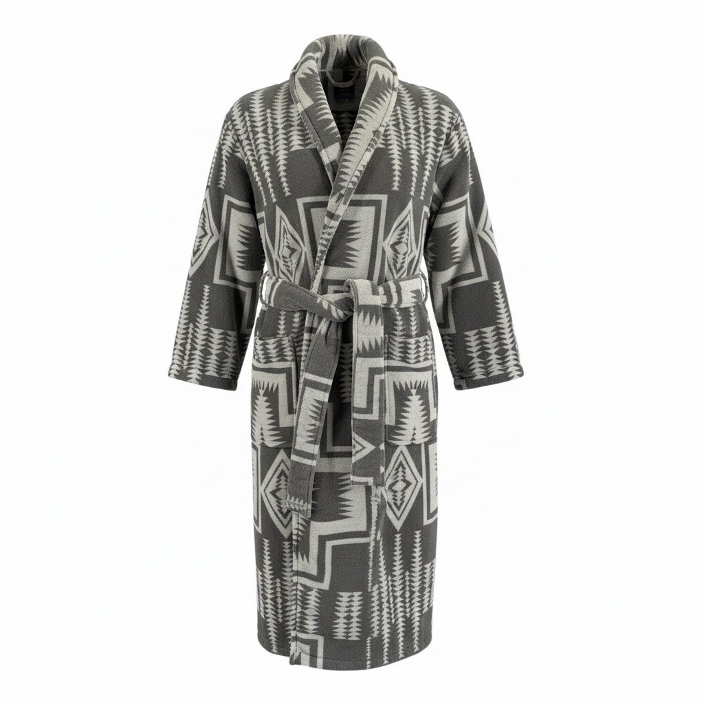 Pendleton Harding Bathrobe Women’s Gray Aztec Plu… - image 1