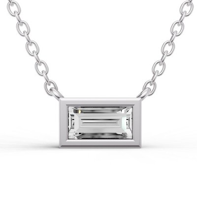 14K Weißgold 1/2 Kt LG Baguette Form Diamant Solitär Anhänger