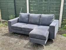 Grey 3 Seater Corner Sofa With Chaise End.