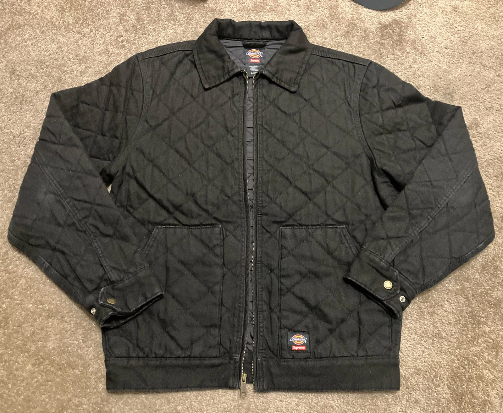 Veste bomber toile denim SUPREME Dickies noir taille S petit M matelassée épaisse