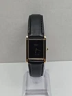 Rare Vintage Womens Seiko Tank Gold Palladium Plated Leather Watch New Battery
