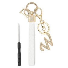 Leather Wristlet Keychain, Chic Letter W Keychains