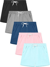 5 Pack Girls Athletic Shorts Active Performance Shorts Kids Summer Sports Runnin