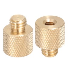 2 Pcs Copper Tripod Thread Adapter Mount 3/8"-16 Male to 1/4"-20 Female, Gold 