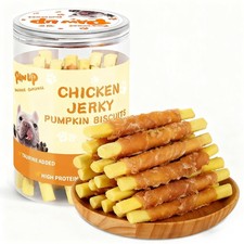 Dog Treats Chicken Wrapped Biscuits Pumpkin Sticks, Rawhide Free Soft Chewy w...